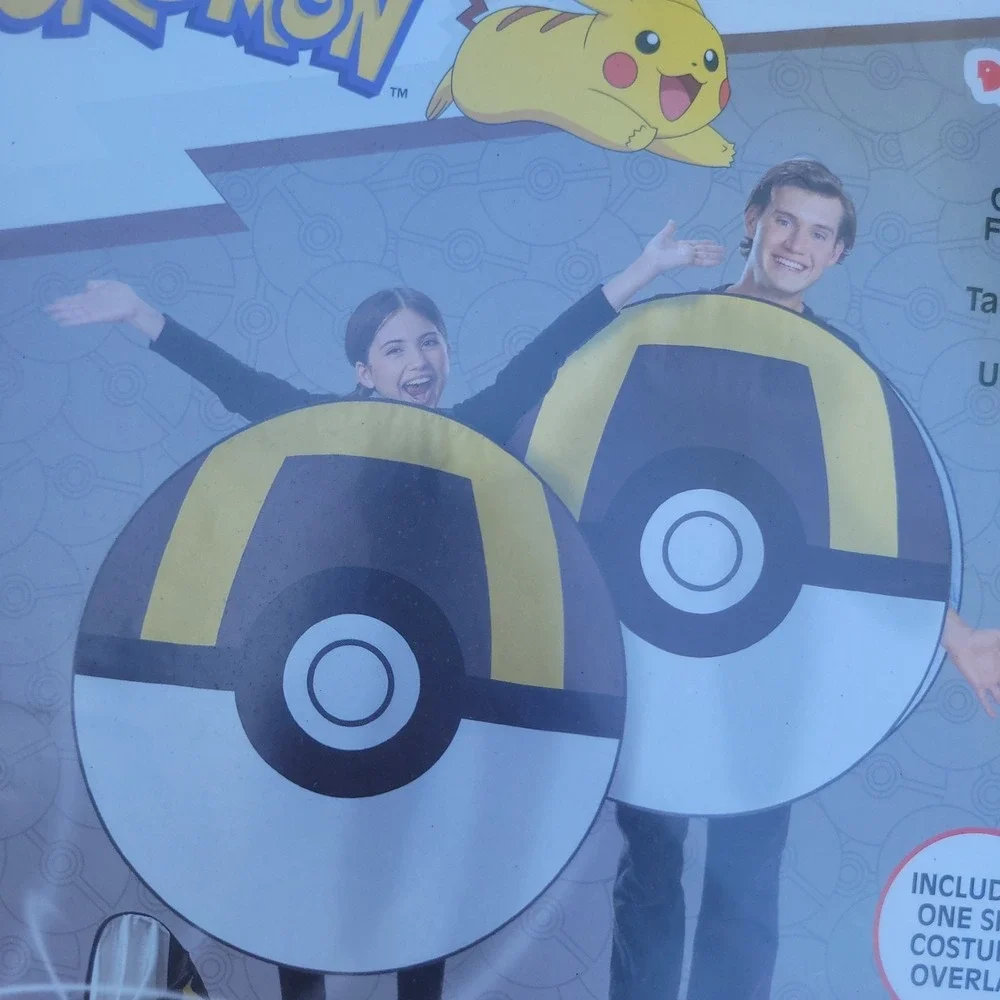 NEW Kids Pokémon Ultra Ball Pop Up Costume (One Size) Black Yellow White